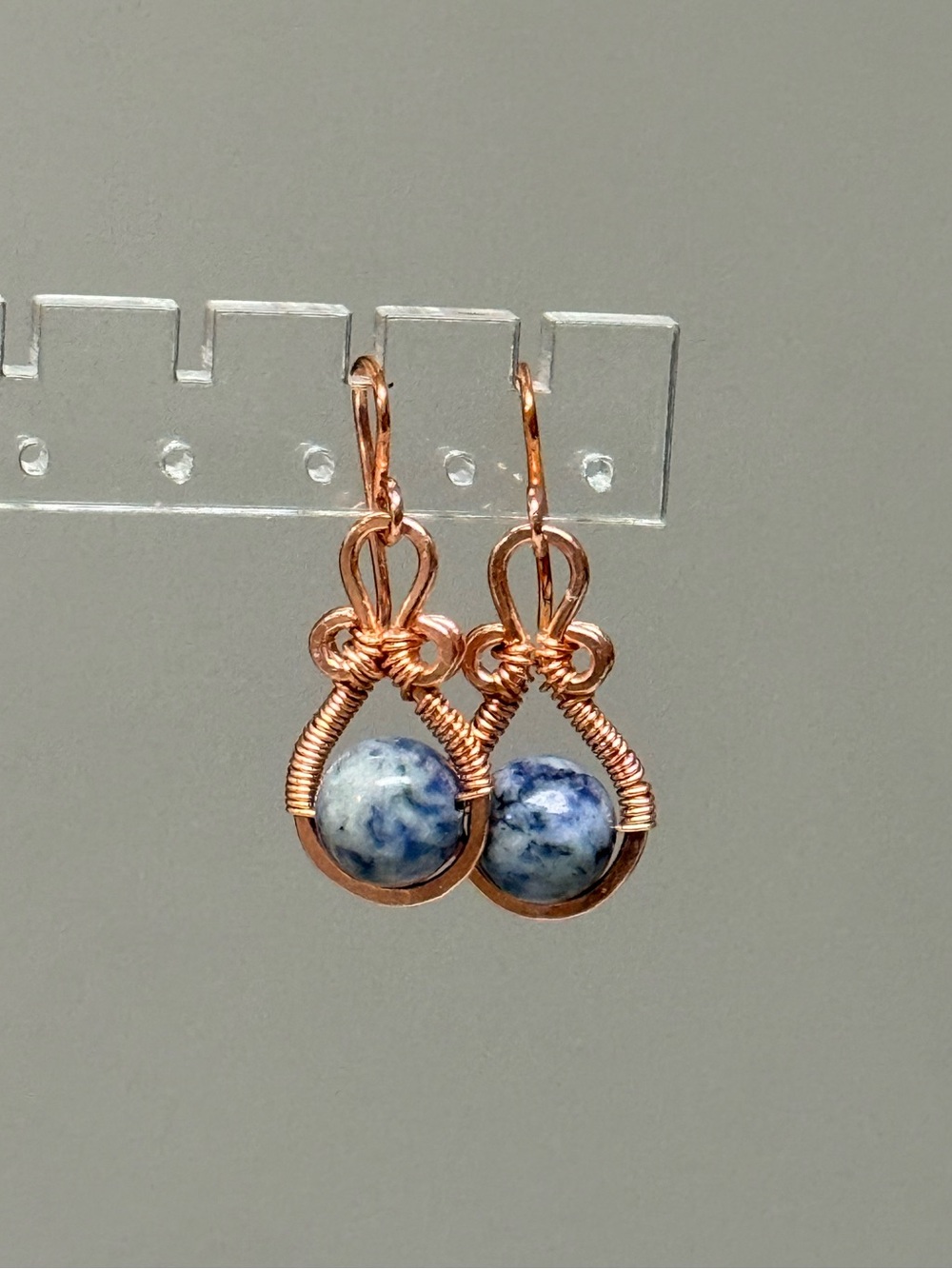Healing Stone Planet-Spin Minimalist Drop Earrings - Blue Dot Jasper